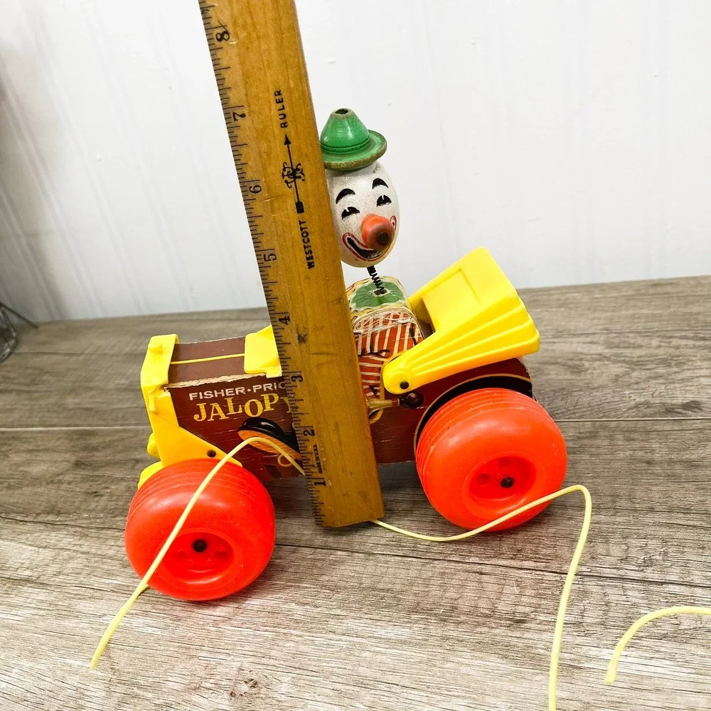 Vintage Fisher-Price Jalopy Pull Toy - Bobble Head Clown